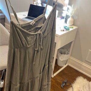 Garage Olive Green Spaghetti Strap Dress